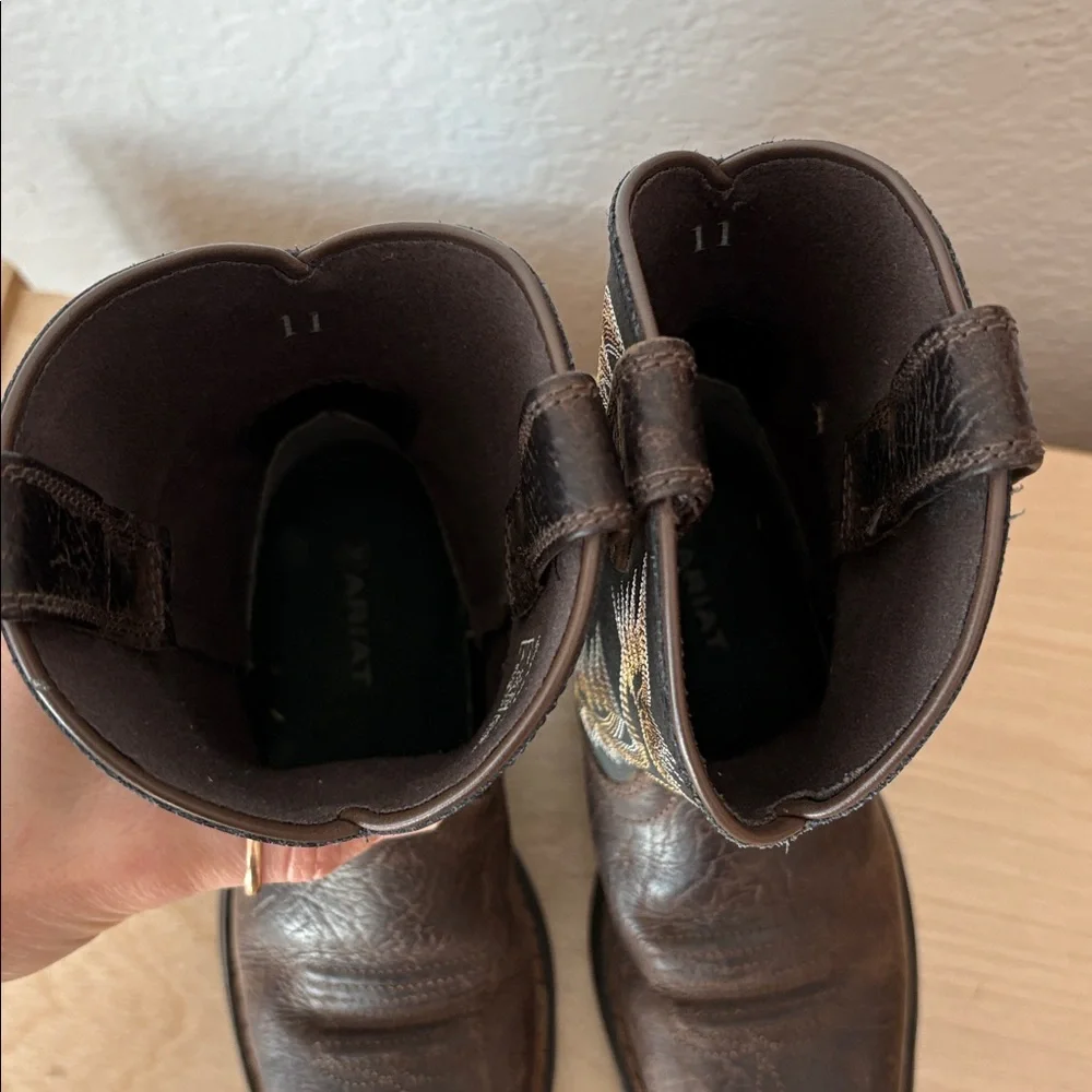 Ariat Youth Brown Workhog Bruin Western Boots Cowboy Square Toe Leather